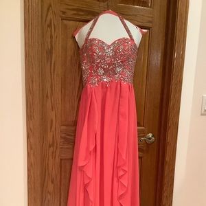 Pink Chiffon Sparkly Prom Homecoming Dress